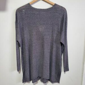 EILEEN FISHER Organic Linen Delave Crew Neck Tunic Top LS Boxy Grey Women's XL